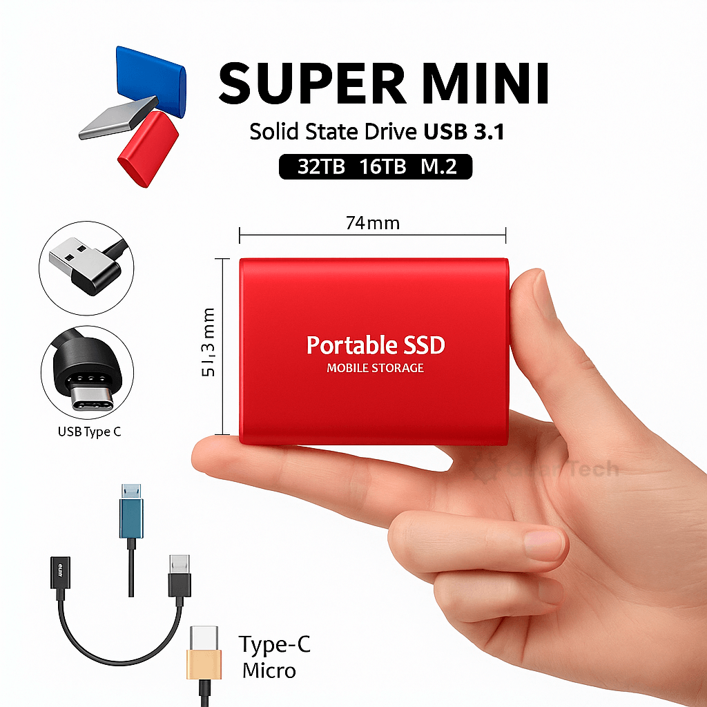 Externe SSD Harde Schijf 500 GB tot 32 TB USB 3.0 Draagbare Opslag Zwart Rood Blauw | Sansoti