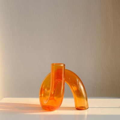 Vase Geblasenes Glas Schlaufen Design Hydroponik Borosilikat Gefärbt Dekoration Tisch | Restfield