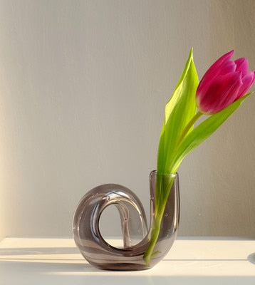 Vase Geblasenes Glas Schlaufen Design Hydroponik Borosilikat Gefärbt Dekoration Tisch | Restfield