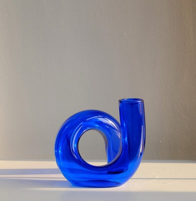 Vase verre soufflé boucle design hydroponique borosilicate coloré décoration table | Restfield