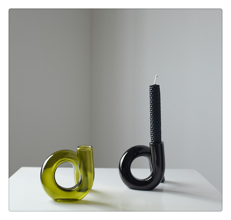 Vase Geblasenes Glas Schlaufen Design Hydroponik Borosilikat Gefärbt Dekoration Tisch | Restfield