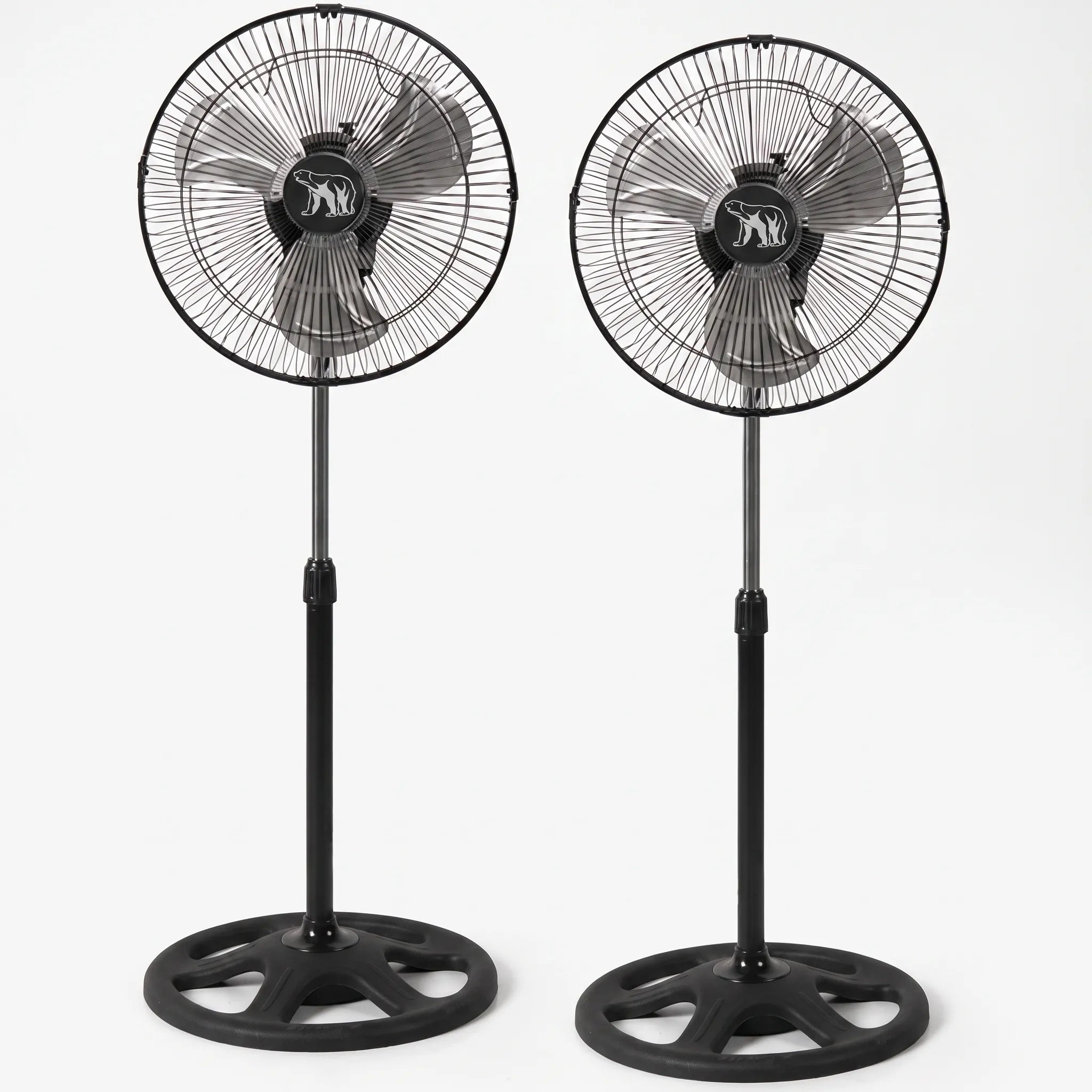 Hoogteverstelbare Staande Ventilator met 3 Snelheden – 45 cm Diameter – 80W – Zwart en Zilver – Set van 2 Stuks voor Optimale Luchtcirculatie | Sansoti