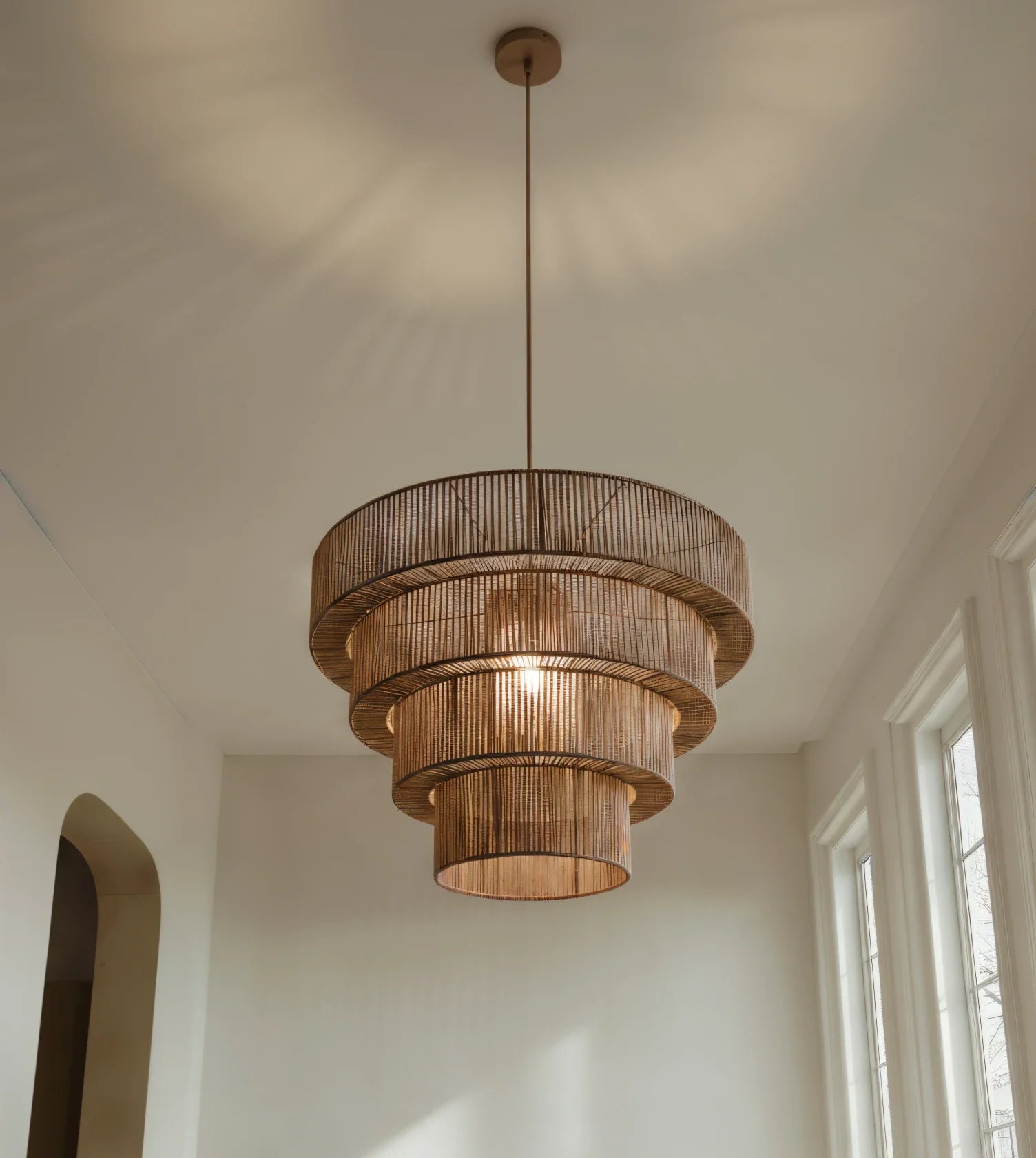Hanglamp Gevlochten Katoen Taupe 50cm Boho Scandinavisch Verstelbaar | Sansoti