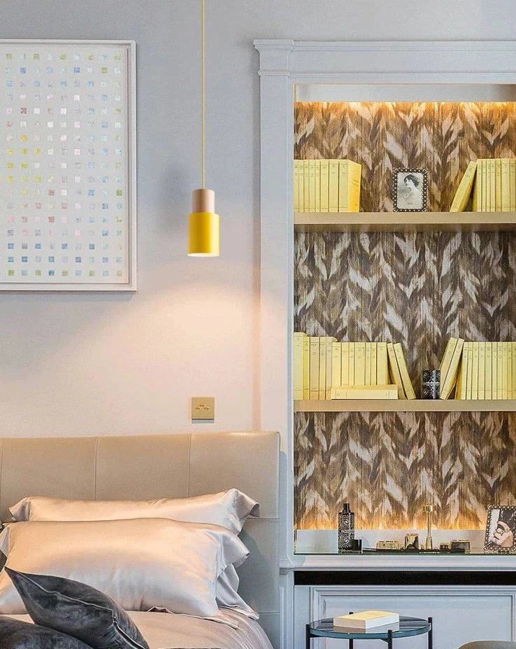 Hanglamp Cilinder IJzer Hout Geborsteld Nikkel E27 Scandinavisch Woonkamer Eetkamer | Sansoti