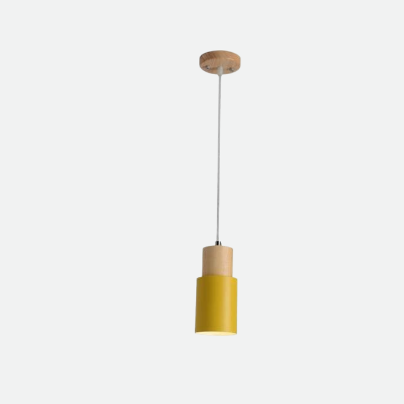 Hanglamp Cilinder IJzer Hout Geborsteld Nikkel E27 Scandinavisch Woonkamer Eetkamer | Sansoti