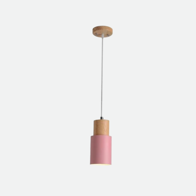 Hanglamp Cilinder IJzer Hout Geborsteld Nikkel E27 Scandinavisch Woonkamer Eetkamer | Sansoti