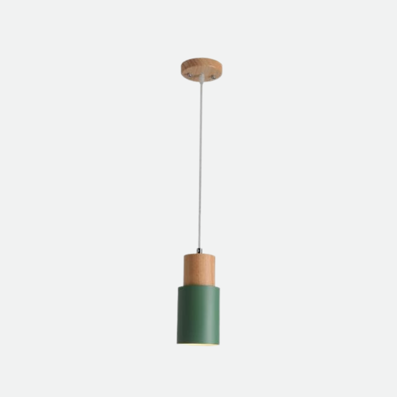 Hanglamp Cilinder IJzer Hout Geborsteld Nikkel E27 Scandinavisch Woonkamer Eetkamer | Sansoti