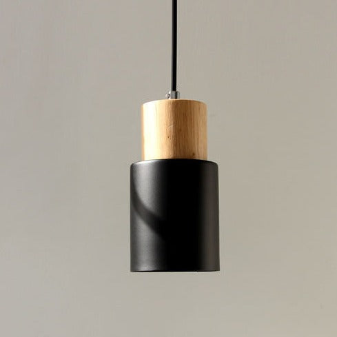 Hanglamp Cilinder IJzer Hout Geborsteld Nikkel E27 Scandinavisch Woonkamer Eetkamer | Sansoti