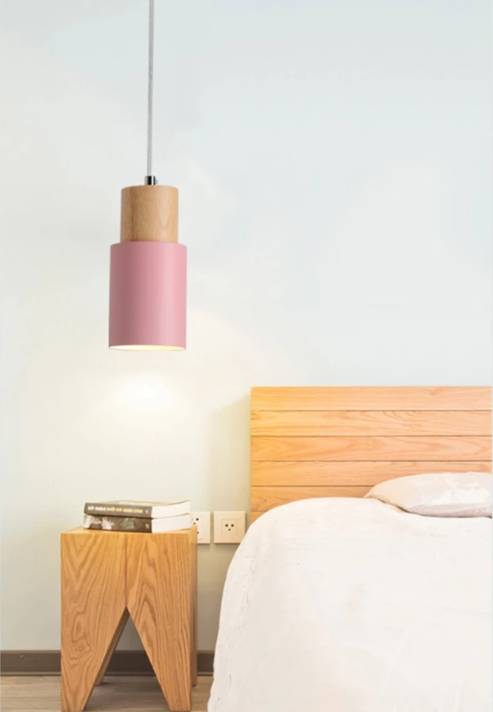 Hanglamp Cilinder IJzer Hout Geborsteld Nikkel E27 Scandinavisch Woonkamer Eetkamer | Sansoti