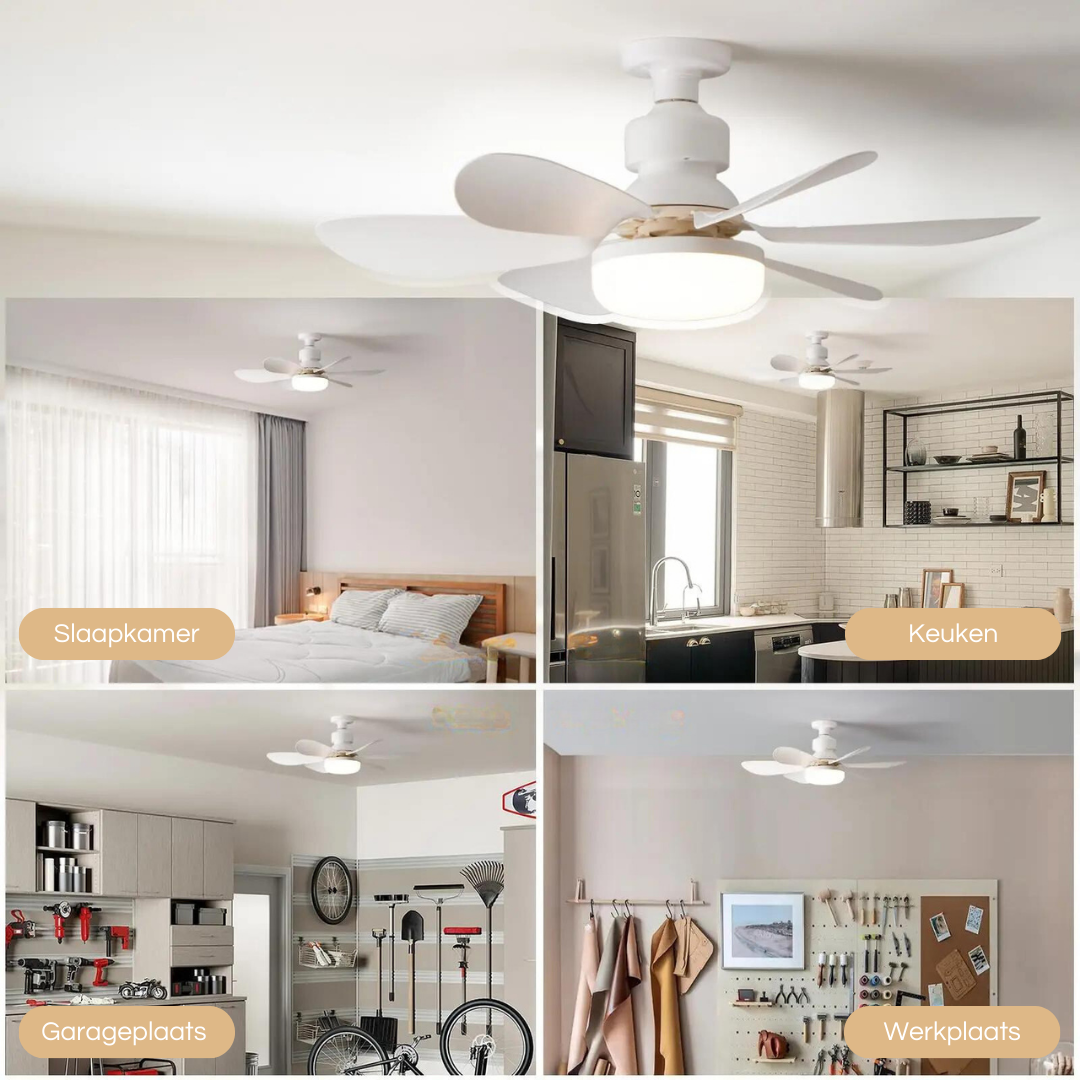 Plafondventilator met Verlichting – Verstelbare Windsnelheid & LED – 3 Snelheden – Afstandsbediening – Geruisloze Motor – Modern Design | Sansoti