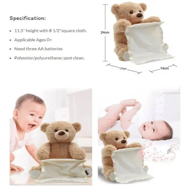 Interactieve Knuffelbeer Peek-a-boo Polyester Pluche 30cm 6 Zinnen Beweegbare Armen Baby Speelgoed Buikligtijd Kraamcadeau AAA Batterij | Sansoti