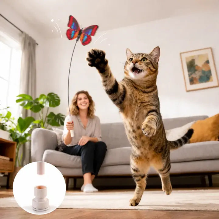 Elektrisch Vlinderspeeltje voor Katten – Interactief Jachtspel met Automatische Beweging voor Actieve Binnenkatten | Sansoti