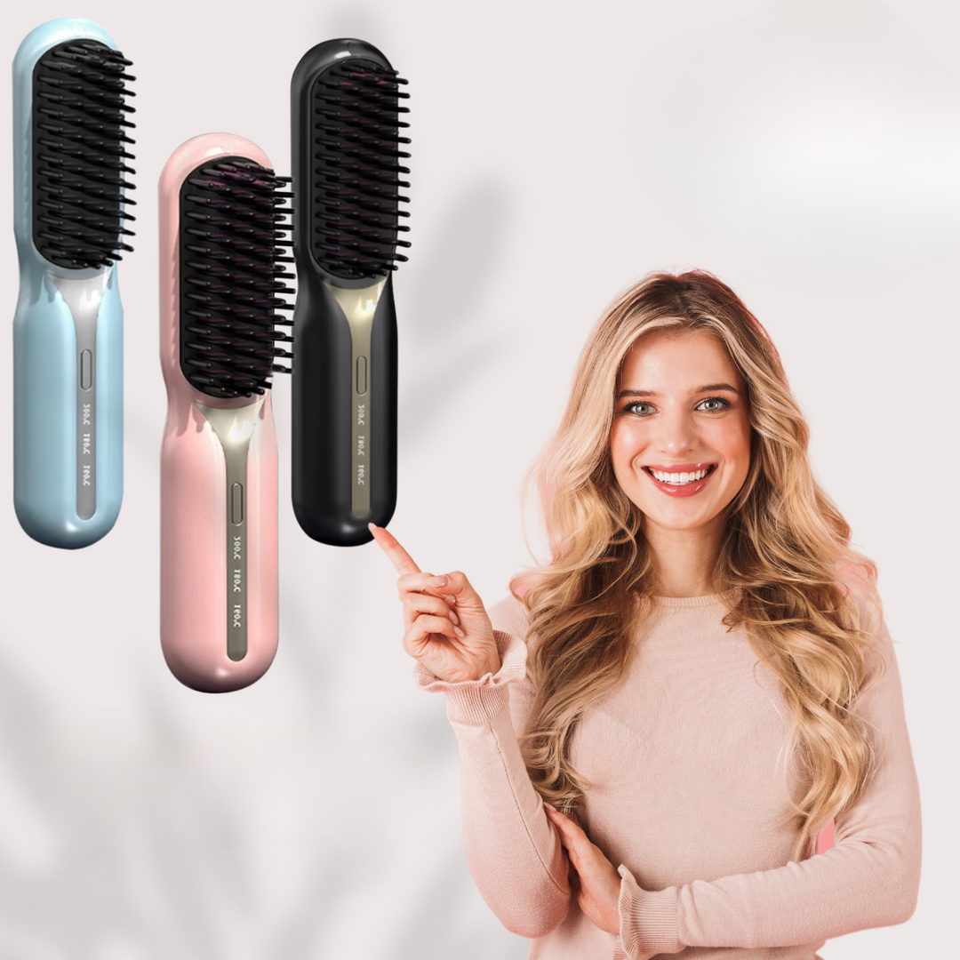 Draadloze Warmtestyler Borstel Oplaadbaar met Keramische Platen Ontkrullen Krullen Compact Reisformaat voor Alle Haartypes Thuis en Onderweg | Sansoti