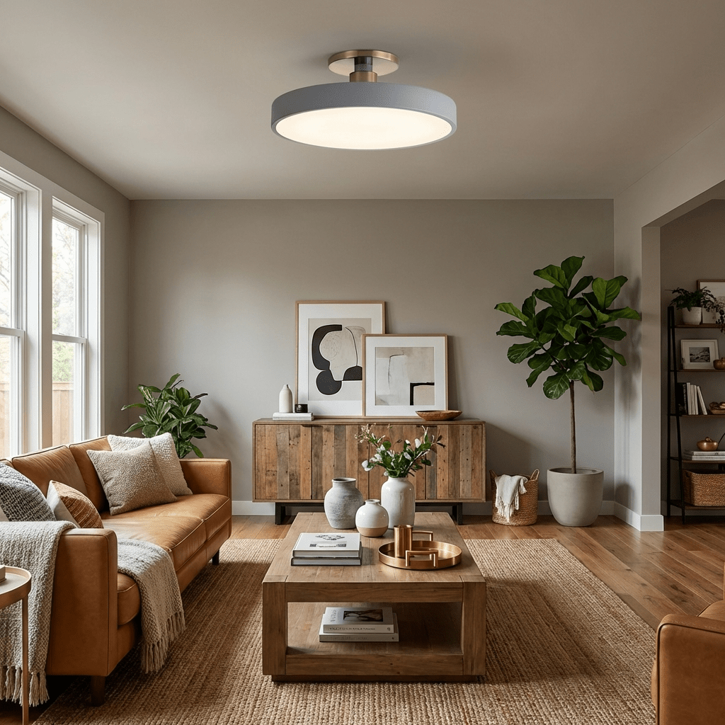 Isla Plafondlamp — Ronde Flush-Mount LED Plafonnière met Zwart Metalen Armatuur en Witte Diffuser | Ideaal voor Eetkamers, Kantoren en Moderne Interieurs | Verkrijgbaar in Zes Kleuren | Sansoti