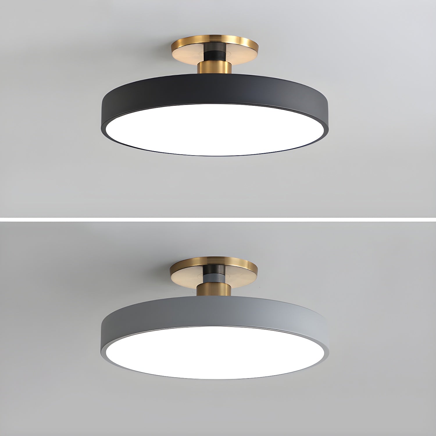 Isla Plafondlamp — Ronde Flush-Mount LED Plafonnière met Zwart Metalen Armatuur en Witte Diffuser | Ideaal voor Eetkamers, Kantoren en Moderne Interieurs | Verkrijgbaar in Zes Kleuren | Sansoti