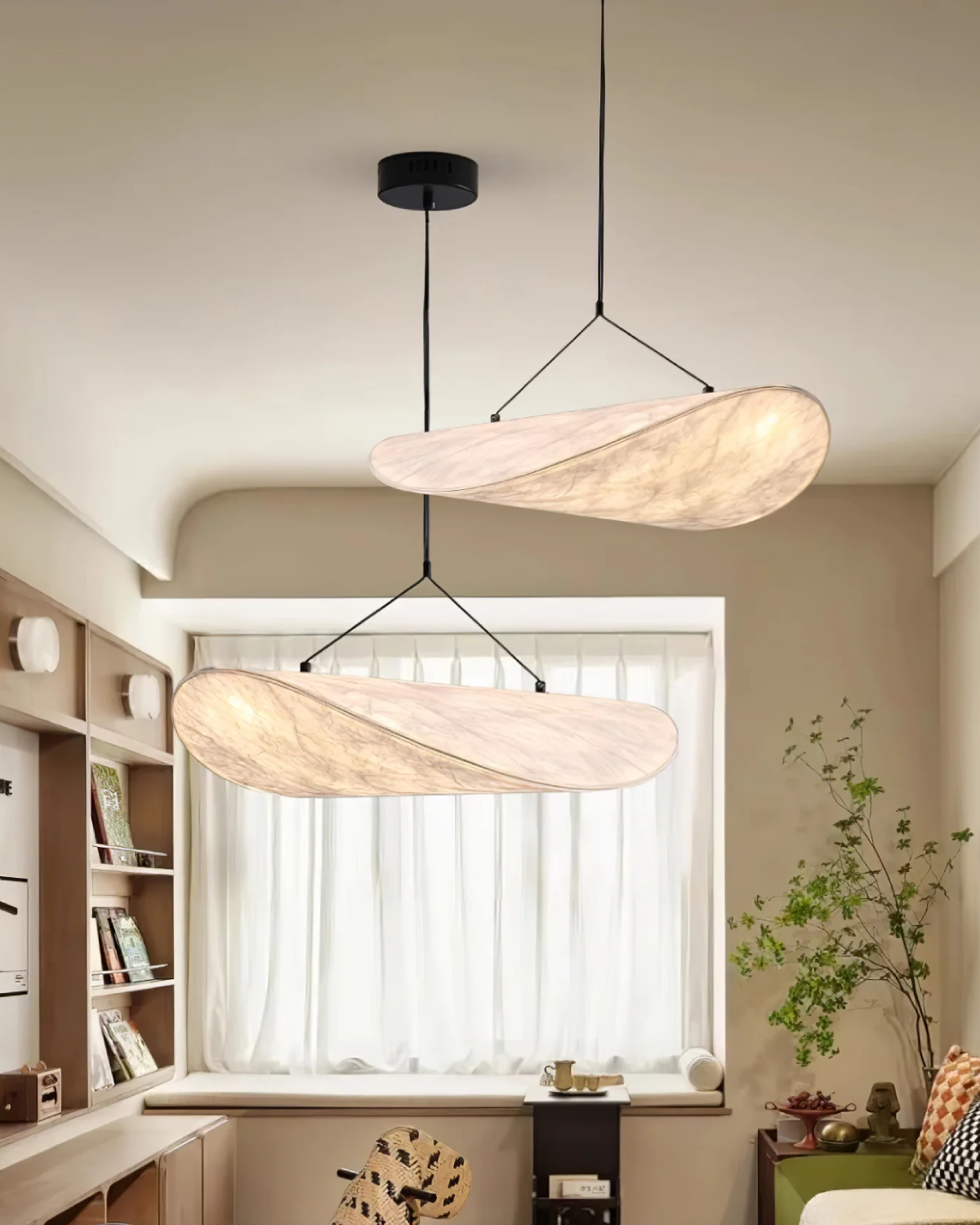 Restfield - Suspension Japandi Blanche pour Chambre et Salon – Éclairage d’Ambiance Moderne E27
