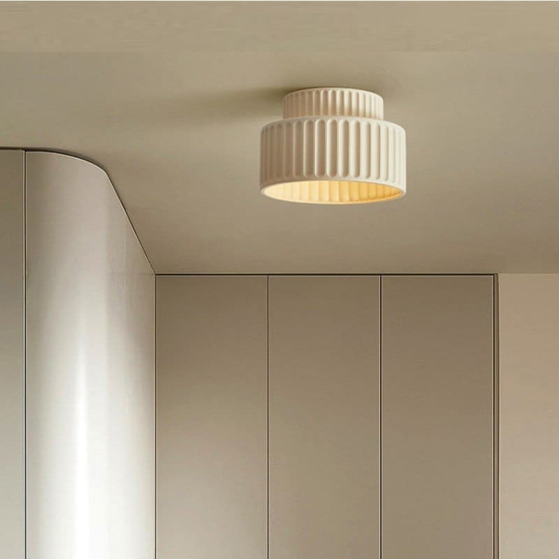Deckenleuchte Gerippt Resin E27 Weiß Kompakt Modernes Interieur Wohnzimmer Küche Schlafzimmer Retro Design Deckenlampe | Restfield