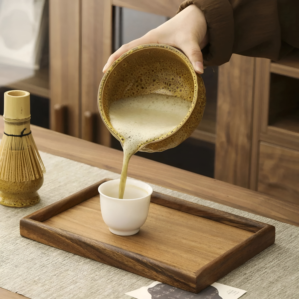 Japanisches Matcha-Tee-Set, 5-teilig, aus Keramik und Bambus, Chawan, Chasen, Chashaku und Sieb, traditionelles Zeremonie-Ritual | Sansoti