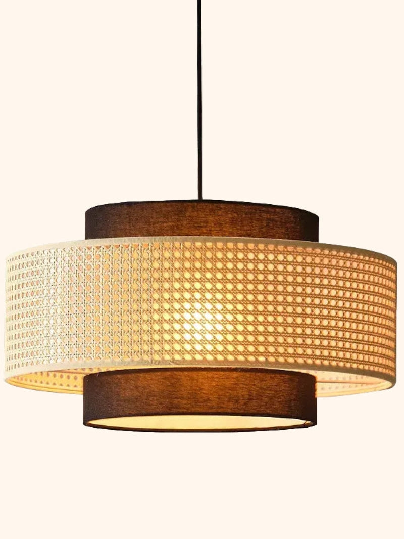 Handgeweven Hennep Hanglamp in Zen-Stijl – Natuurlijk Rotan Tromlamp voor Rustieke Sfeer | Sansoti