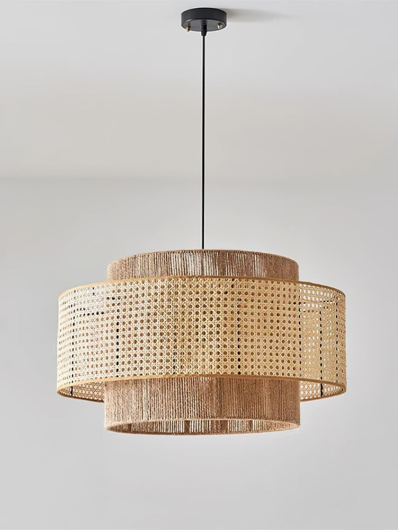 Handgeweven Hennep Hanglamp in Zen-Stijl – Natuurlijk Rotan Tromlamp voor Rustieke Sfeer | Sansoti