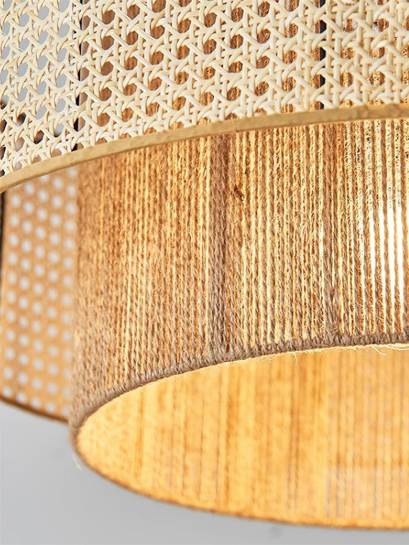 Handgeweven Hennep Hanglamp in Zen-Stijl – Natuurlijk Rotan Tromlamp voor Rustieke Sfeer | Sansoti