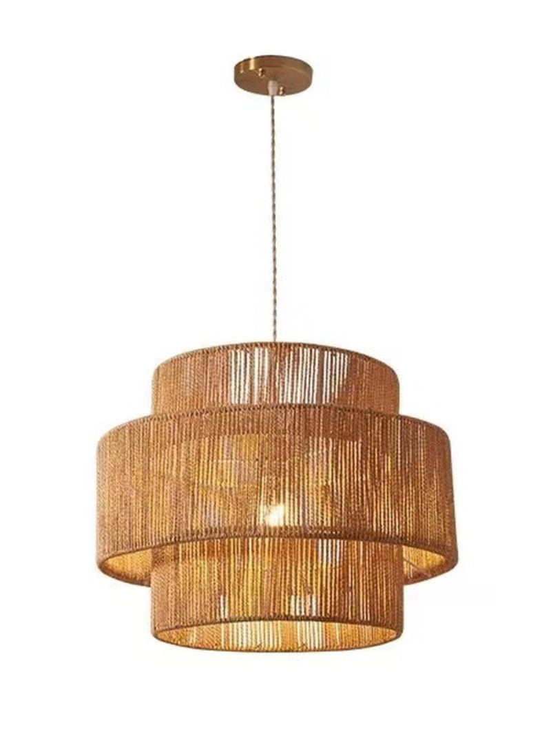 Handgeweven Hennep Hanglamp in Zen-Stijl – Natuurlijk Rotan Tromlamp voor Rustieke Sfeer | Sansoti