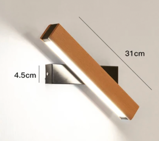 Drehbare LED-Wandleuchte aus Holz und Aluminium 360° - Minimalistische Beleuchtung für Wohnzimmer, Schlafzimmer und Leseecke | Sansoti