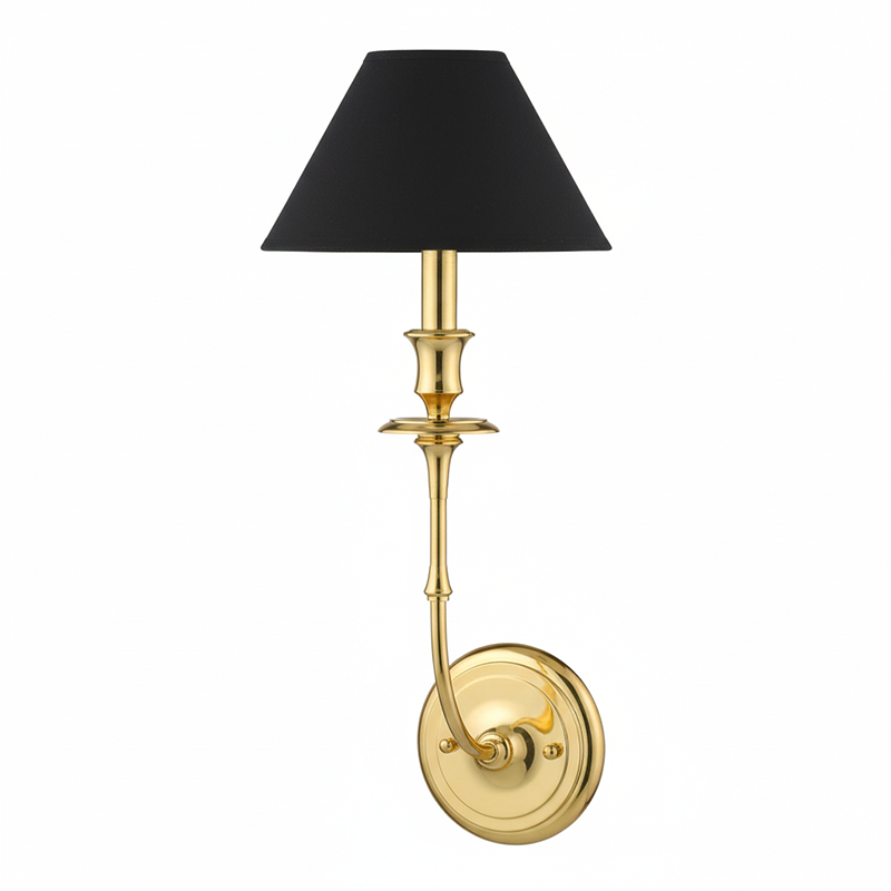 Applique Murale Moderne avec Abat-jour en Tissu Noir en Laiton, Nickel ou Noir – 1 ou 2 Points Lumineux Design | Restfield