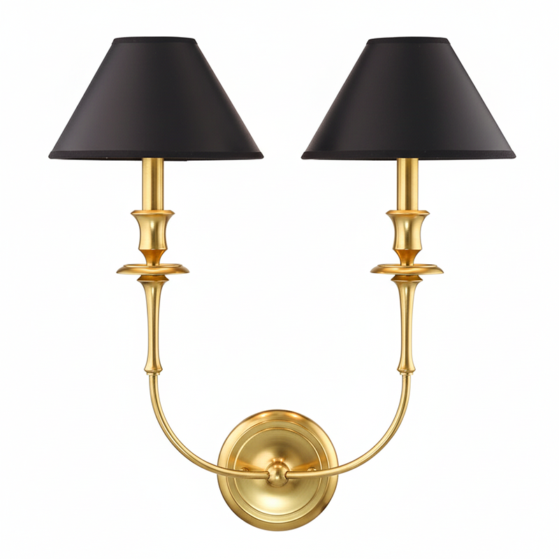 Applique Murale Moderne avec Abat-jour en Tissu Noir en Laiton, Nickel ou Noir – 1 ou 2 Points Lumineux Design | Restfield