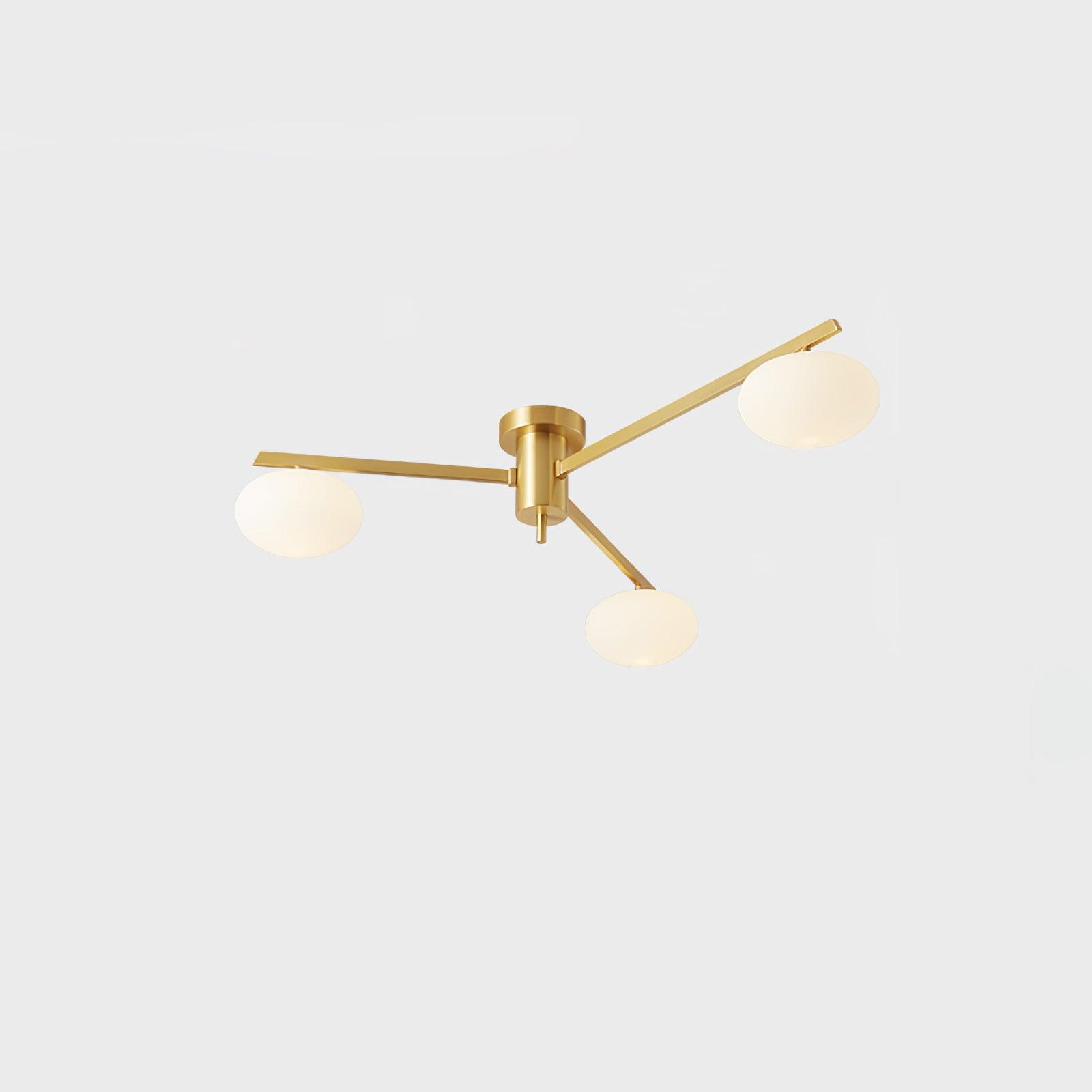 Plafondlamp met Ovale Glasbolletjes en Slanke Armen – Modern Laagprofieldesign voor Lage Plafonds in Zwart of Messing – G9 Fitting – 3-Kops, 5-Kops en 6-Kops Configuratie | Sansoti