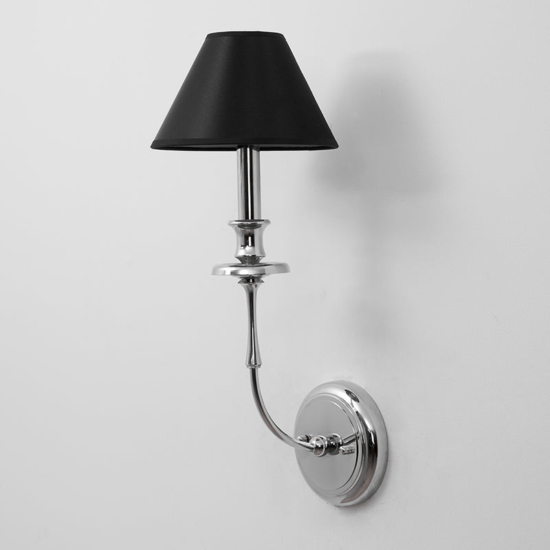 Applique Murale Moderne avec Abat-jour en Tissu Noir en Laiton, Nickel ou Noir – 1 ou 2 Points Lumineux Design | Restfield