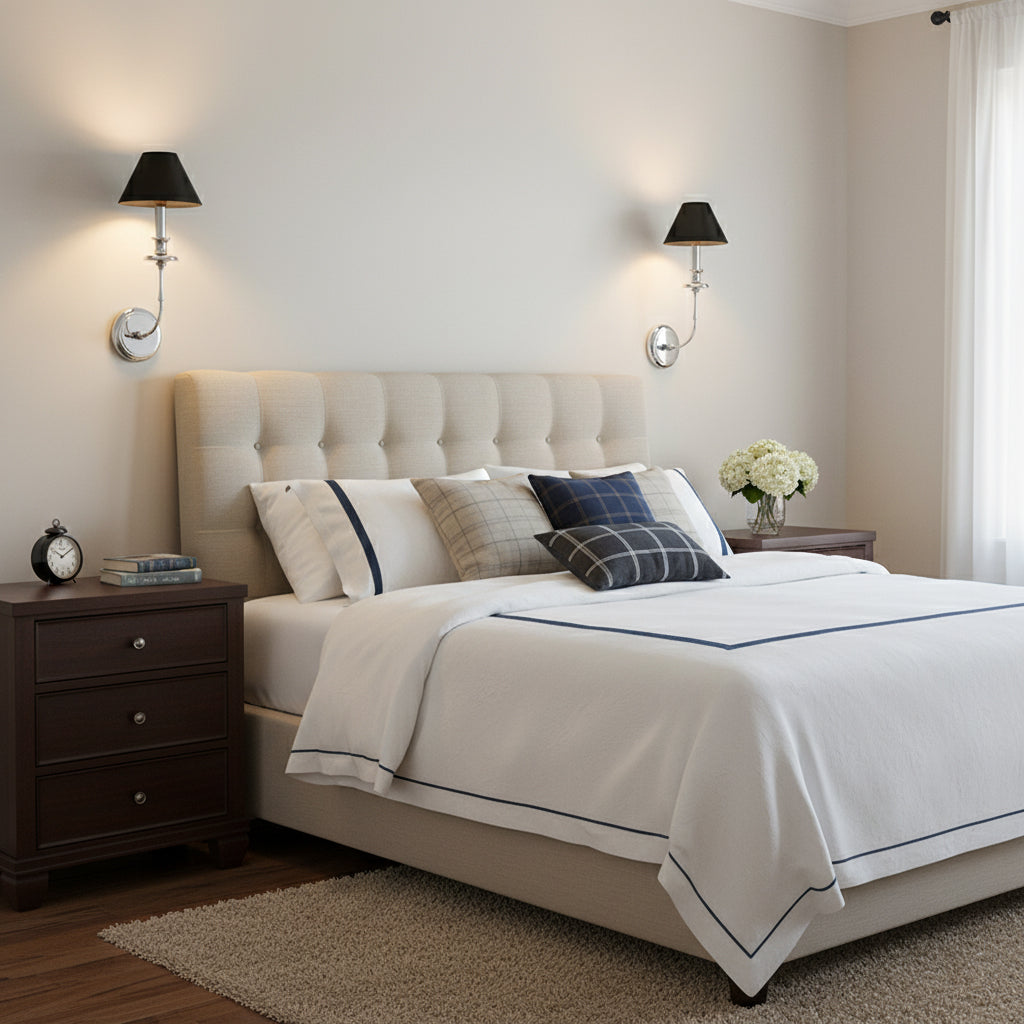 Applique Murale Moderne avec Abat-jour en Tissu Noir en Laiton, Nickel ou Noir – 1 ou 2 Points Lumineux Design | Restfield