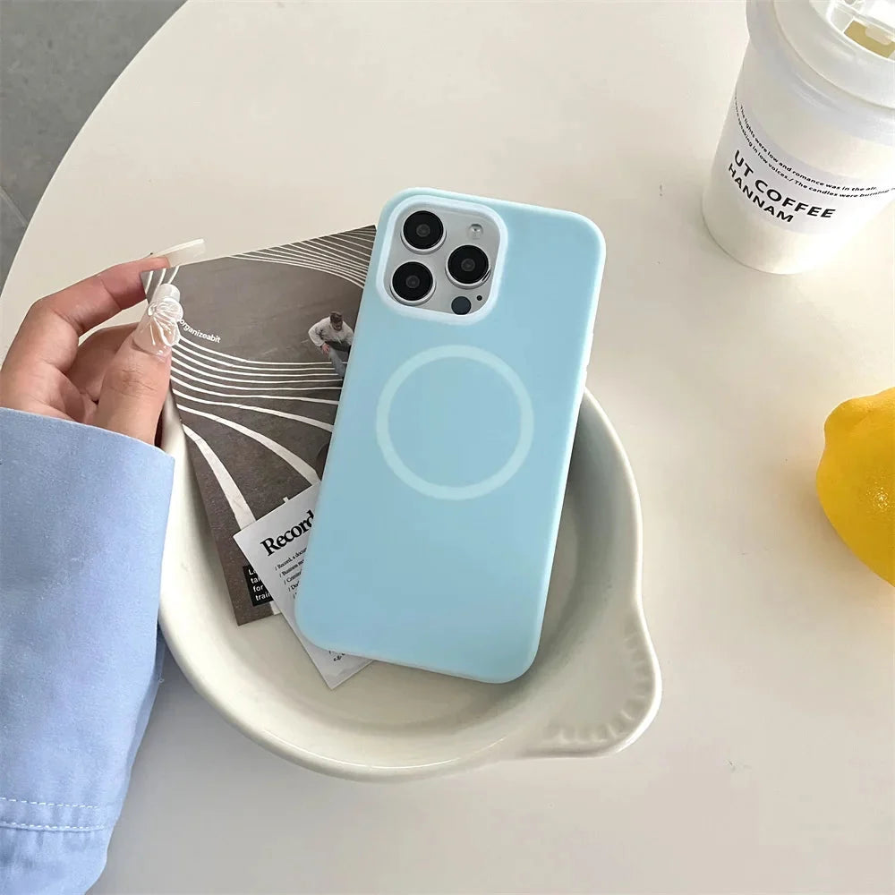 Silikonowe etui do iPhone’a z magnetycznym pierścieniem, obracane o 360°, odporne na wstrząsy, 12 kolorów, iPhone 15, 16, 17 | Sansoti