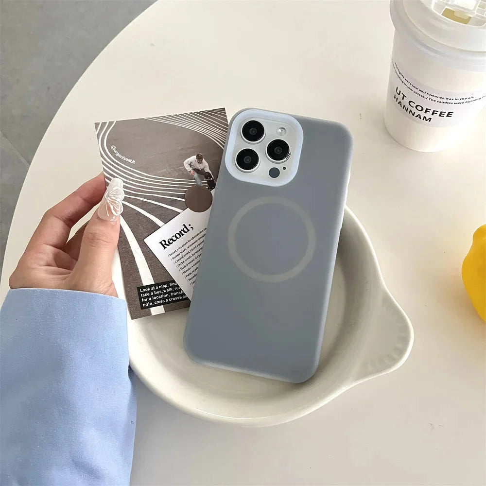 Silikonowe etui do iPhone’a z magnetycznym pierścieniem, obracane o 360°, odporne na wstrząsy, 12 kolorów, iPhone 15, 16, 17 | Sansoti