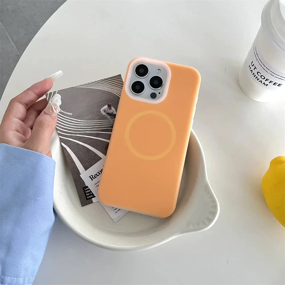 Silikonowe etui do iPhone’a z magnetycznym pierścieniem, obracane o 360°, odporne na wstrząsy, 12 kolorów, iPhone 15, 16, 17 | Sansoti