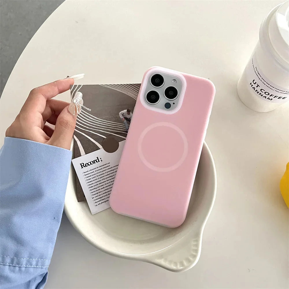 Silikonowe etui do iPhone’a z magnetycznym pierścieniem, obracane o 360°, odporne na wstrząsy, 12 kolorów, iPhone 15, 16, 17 | Sansoti
