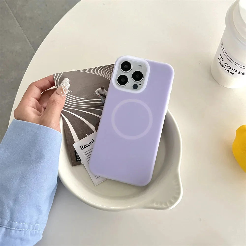 Silikonowe etui do iPhone’a z magnetycznym pierścieniem, obracane o 360°, odporne na wstrząsy, 12 kolorów, iPhone 15, 16, 17 | Sansoti