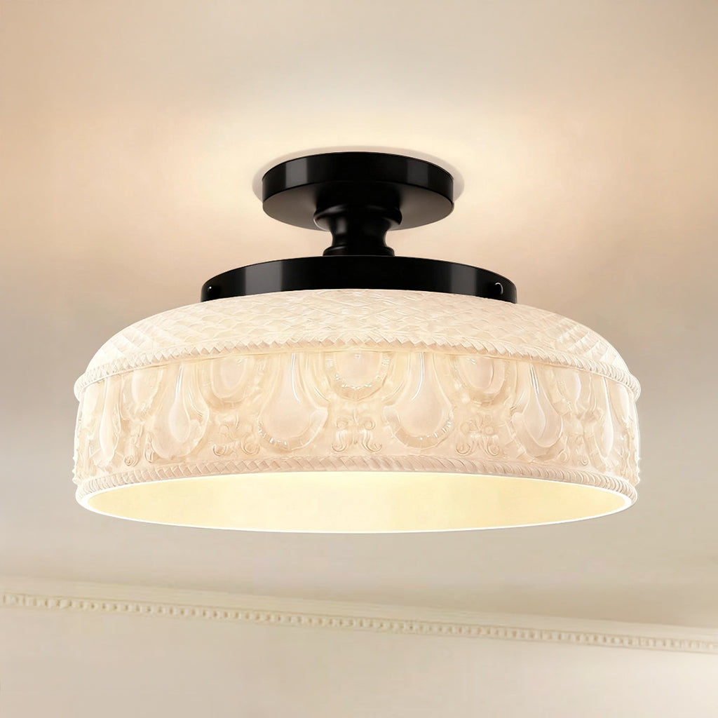 Moderne Plafondlamp met Getextureerde Glazen Schijf – Goud, Zwart & Groen – Ø30cm Designverlichting voor Woonkamer, Slaapkamer, Gang | Sansoti