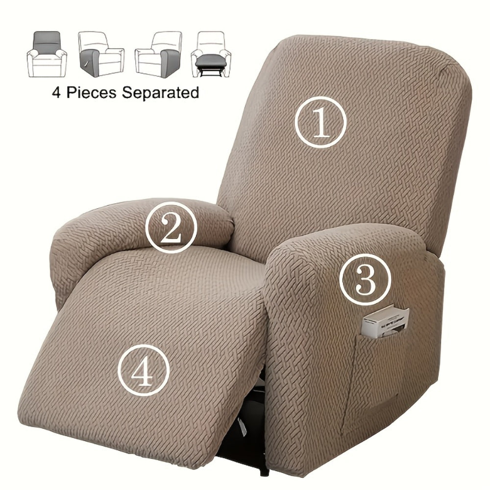 Recliner Hoes met Zijvak – Zachte Beschermhoes voor Relaxstoel Loungestoel Fauteuil Verstelbare Stoel 1-persoons Zwart Grijs Crème Beige | Sansoti