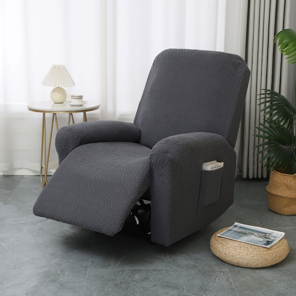 Recliner Hoes met Zijvak – Zachte Beschermhoes voor Relaxstoel Loungestoel Fauteuil Verstelbare Stoel 1-persoons Zwart Grijs Crème Beige | Sansoti