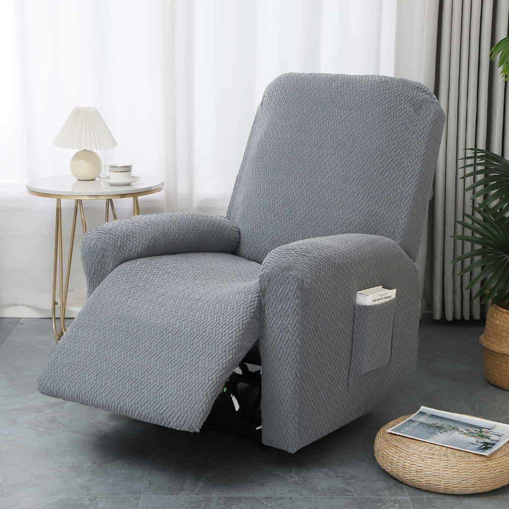Recliner Hoes met Zijvak – Zachte Beschermhoes voor Relaxstoel Loungestoel Fauteuil Verstelbare Stoel 1-persoons Zwart Grijs Crème Beige | Sansoti