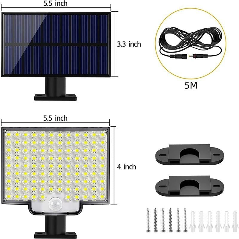 Buitenlamp Op Zonne-energie 106 LED Met Bewegingssensor Waterdicht Voor Tuin Oprit Terras Pad Beveiliging | Sansoti