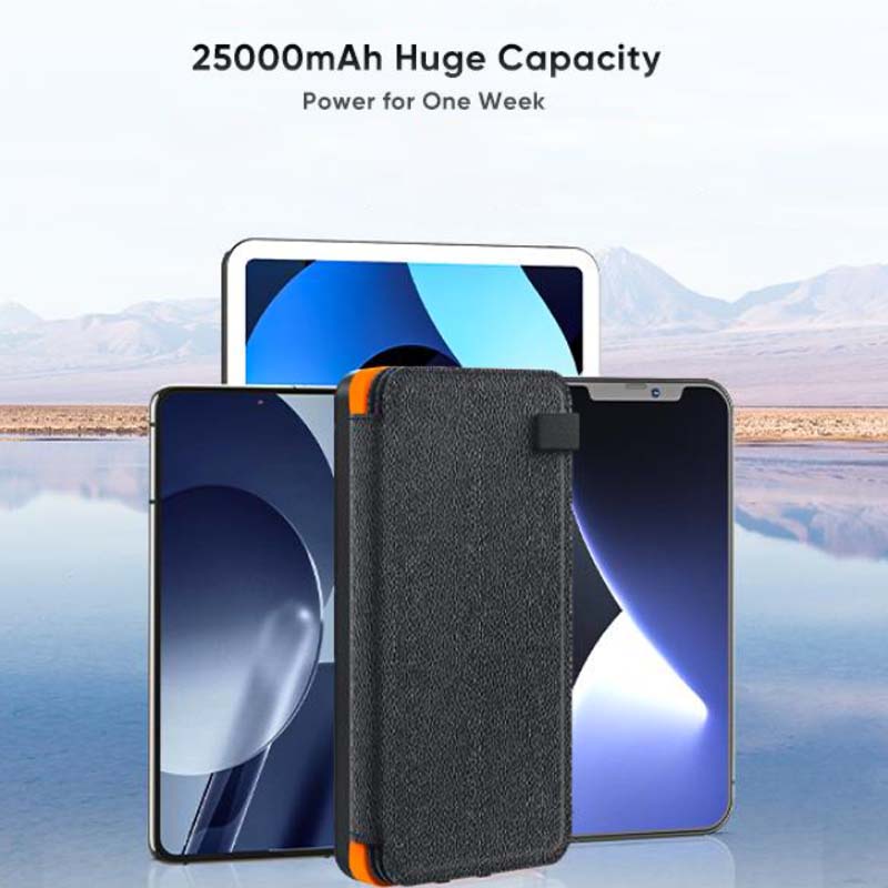 Power Bank 25000mAh Portable USB-C Solar Panel Charger Outdoor Fast Charging Camping Adventure Hiking Travel | Sansoti