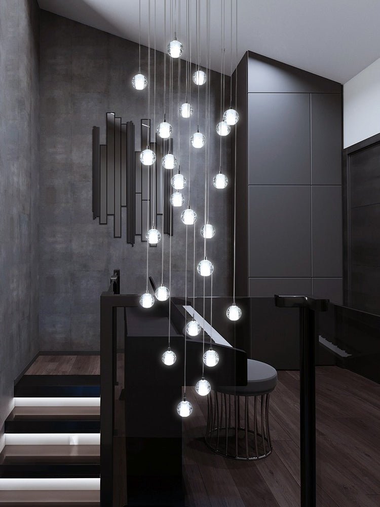 Crystal Cluster Pendant Lights Multiple Spheres Chrome Ceiling Lighting Modern Design Dining Room Living Room | Sansoti