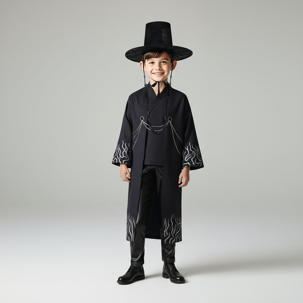 Driedelig Kinderkostuum Zwart voor Themafeesten en Cosplay | Sansoti