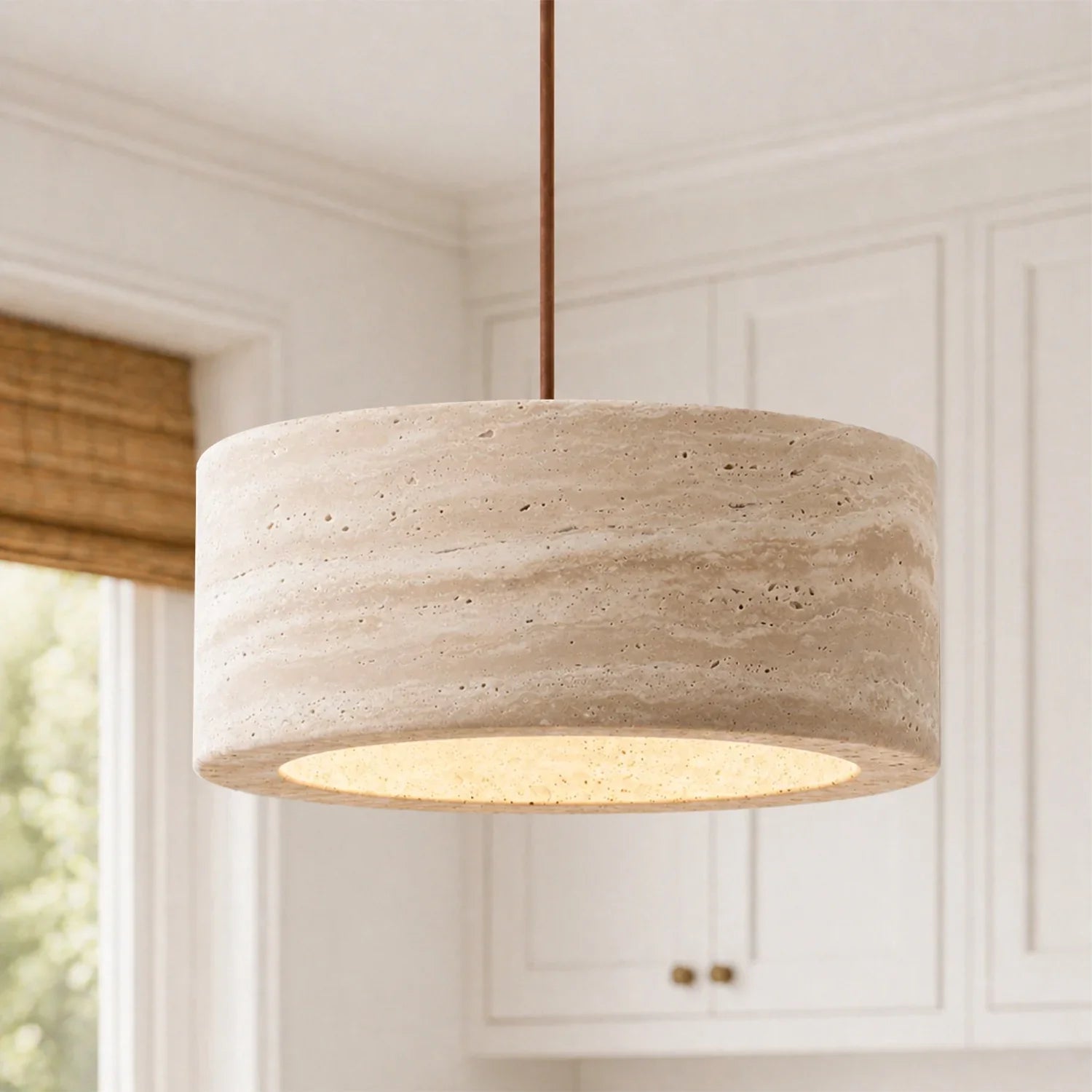 Travertijn Hanglamp Vintage Crème Natuursteen Wabi Sabi Stijl Eetkamer Slaapkamer | Sansoti