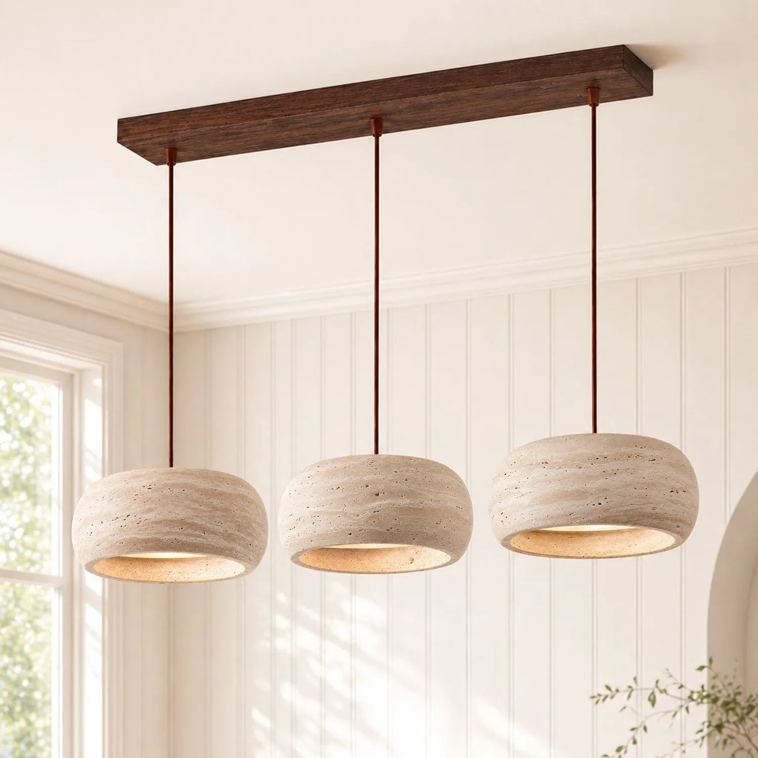 Travertijn Hanglamp Vintage Crème Natuursteen Wabi Sabi Stijl Eetkamer Slaapkamer | Sansoti