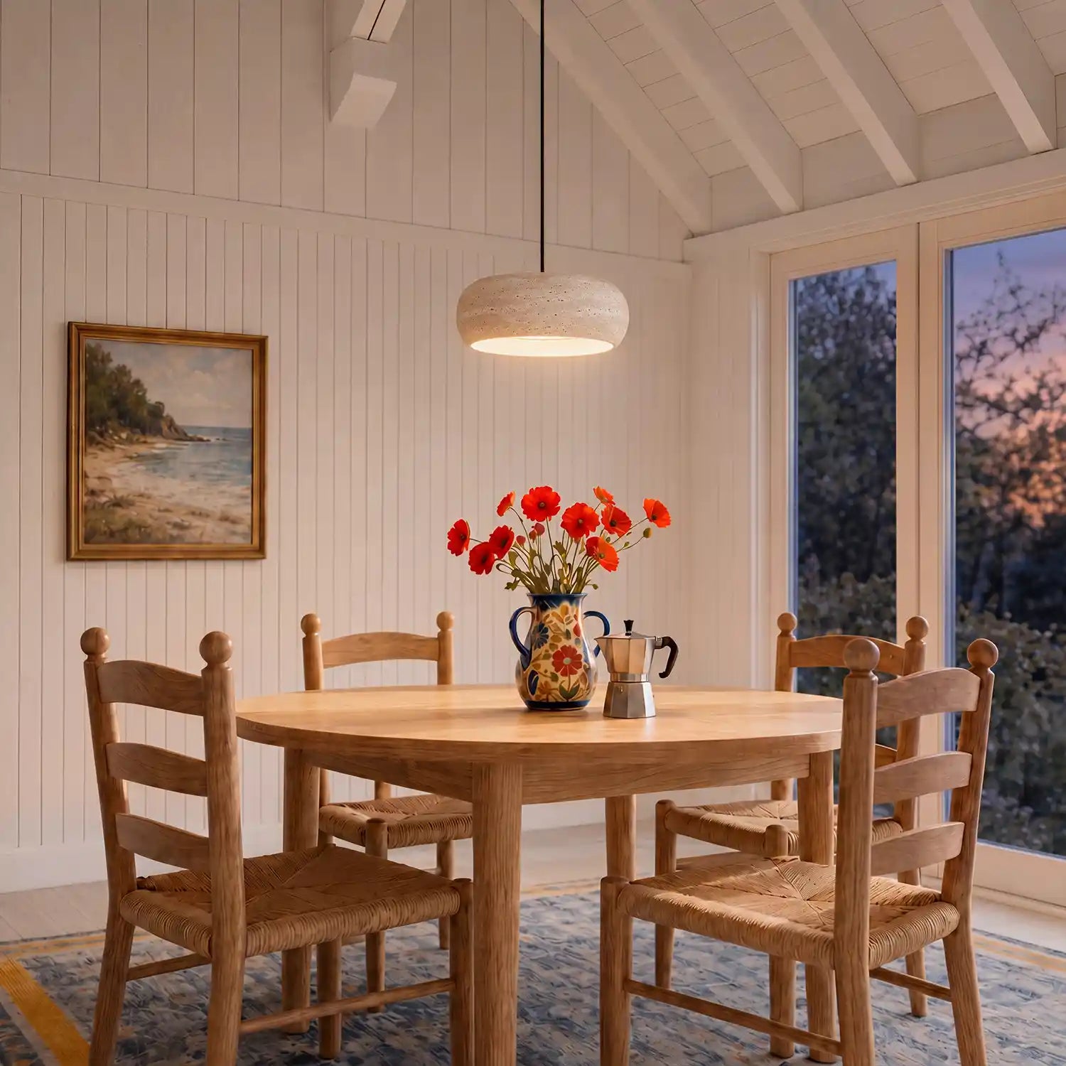 Travertijn Hanglamp Vintage Crème Natuursteen Wabi Sabi Stijl Eetkamer Slaapkamer | Sansoti