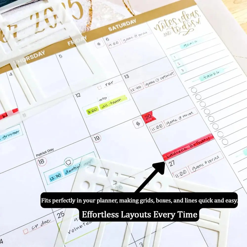 Planner Sjablonenset van Doorzichtig Mylar voor Strakke Lijnen en Checklists | Sansoti