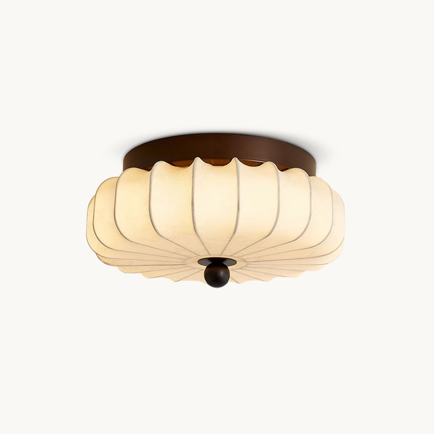 Plafondlamp met Walnoot Frame en Stoffen Kap – Vintage Design met Geïntegreerde LED | Sansoti